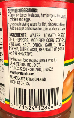 4 BOTTLES La Preferida Mild Red Taco Sauce 7 oz salsa chips burritos enchilada