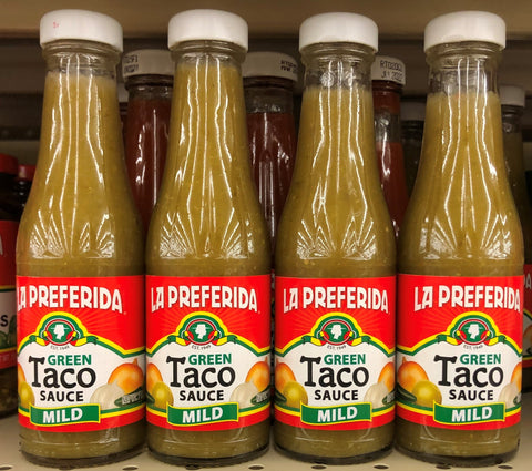 4 BOTTLES La Preferida Mild Green Taco Sauce 7 oz salsa chips burritos enchilada