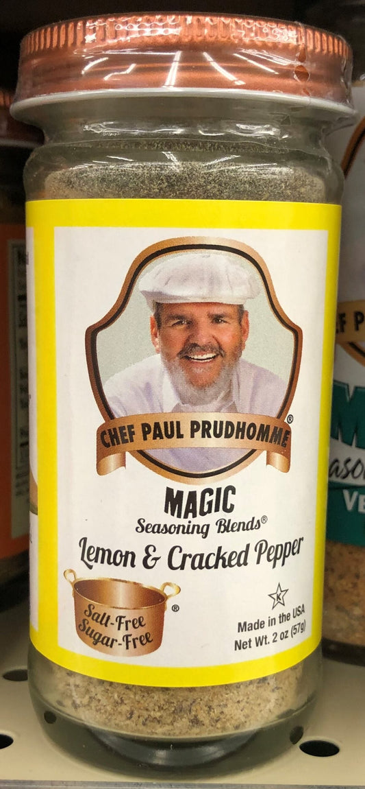 Chef Paul Prudhomme Seasoning Blends Salt Sugar Free Lemon Cracked Pepper, 2 oz