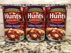 3 CANS Hunt's Italian Sausage Flavored Spaghetti Pasta Sauce Tomato 24 Oz