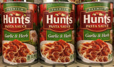 3 CANS Hunt's Tomato Garlic & Herb Spaghetti Pasta Sauce 100% Natural 24 Oz