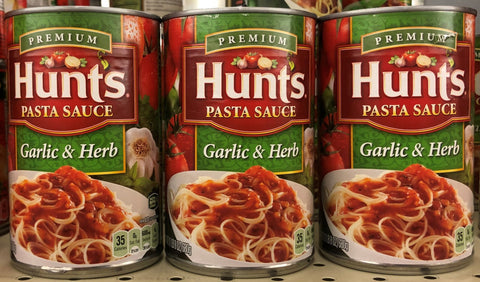 3 CANS Hunt's Tomato Garlic & Herb Spaghetti Pasta Sauce 100% Natural 24 Oz