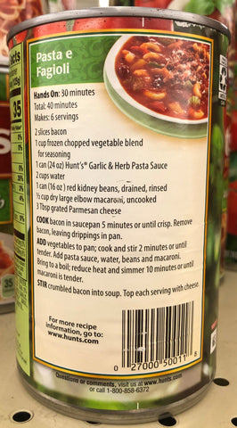 3 Cans of Hunt's Tomato Garlic & Herb Spaghetti Pasta Sauce 100% Natural, 24 oz