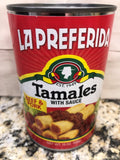 4 CANS La Preferida Tamales Beef & Pork With Sauce 15 Oz Can Corn Meal