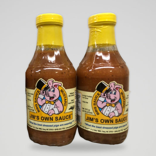 2 Bottles of Jim’s Own Mustard Bar-B-Q Sauce, 16 oz
