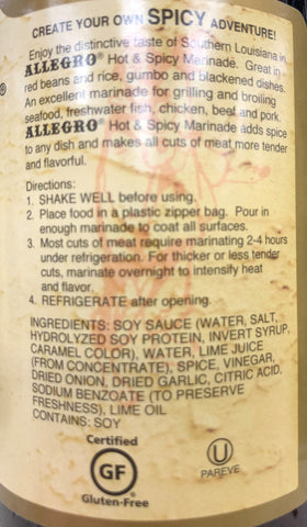 3 BOTTLES Allegro Hot & Spicy Marinade Sauce 12.7 oz Meat Cajun Gumbo