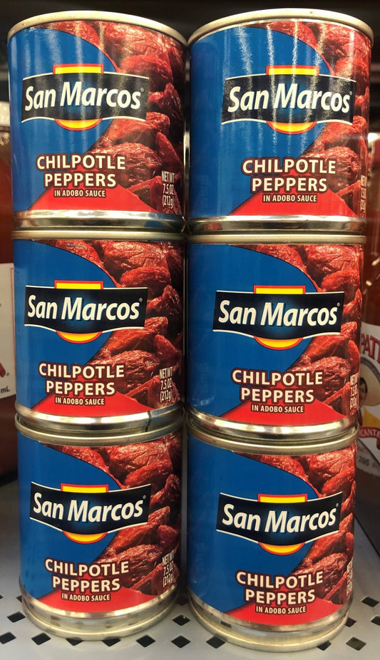 6 Cans of Empacadora San Marcos Chipotle Peppers In Adobo Sauce, 7.5 oz