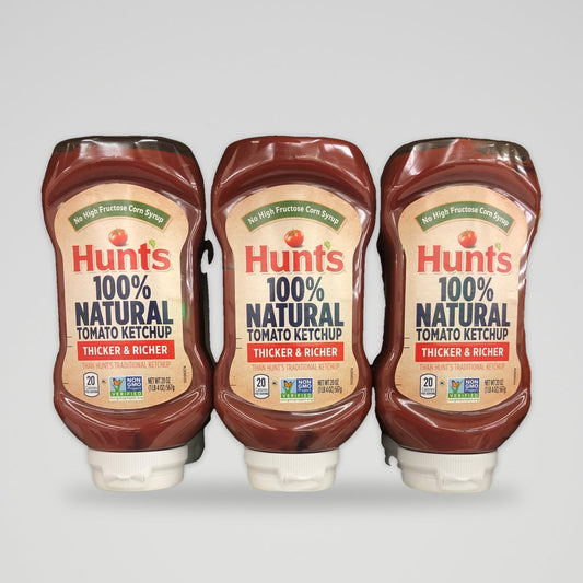 3 Bottles of Hunt's 100% Natural Thick Tomato Ketchup, 20 oz