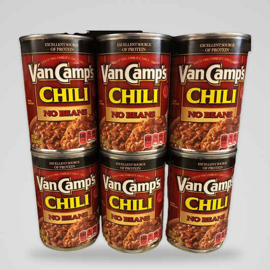 6 Cans of Van Camp's Chili No Beans, 15 oz