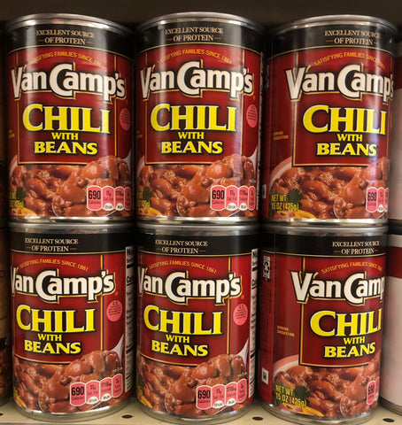 6 CANS Van Camp's Chili with Beans 15 oz Can Beef Pork Dip Stew Potato