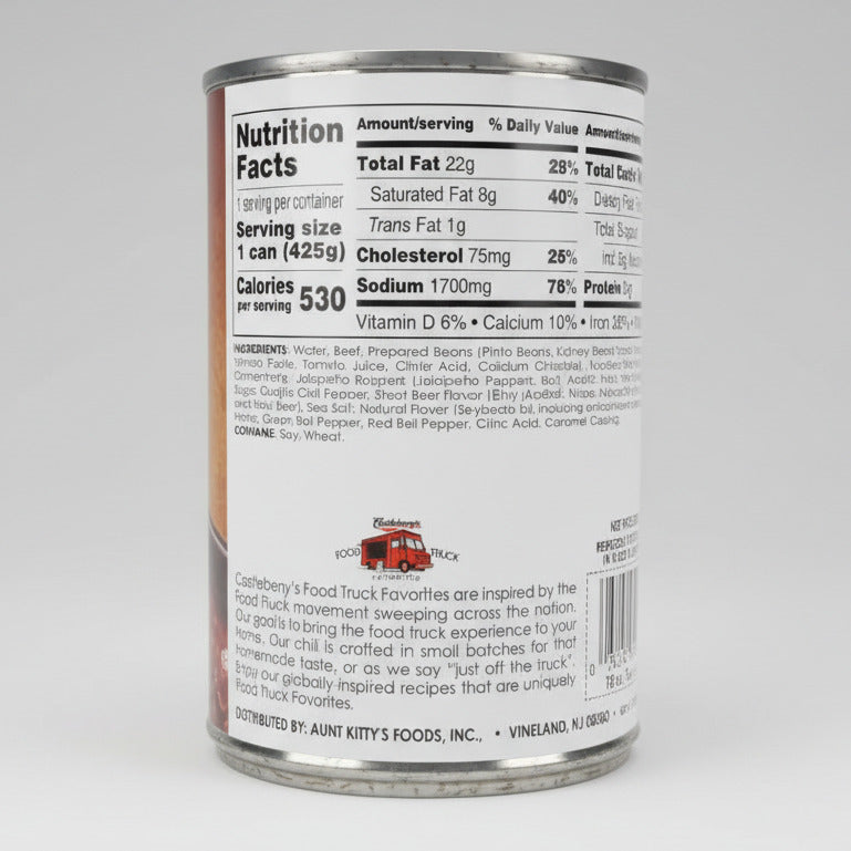 6 Cans of Castleberry's Food Truck Favorites Stout Beef Chili, 15 oz