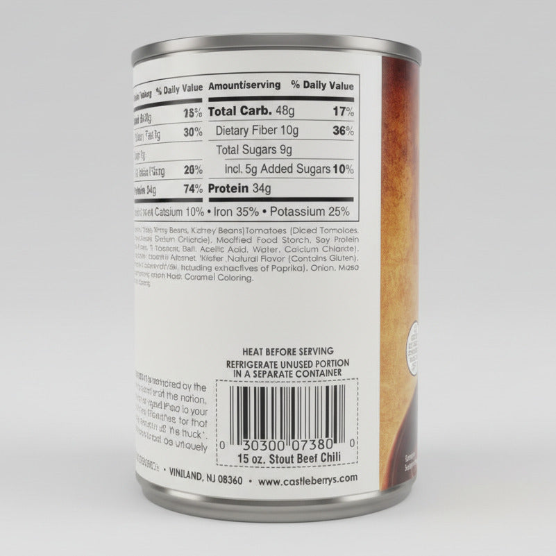 6 Cans of Castleberry's Food Truck Favorites Stout Beef Chili, 15 oz