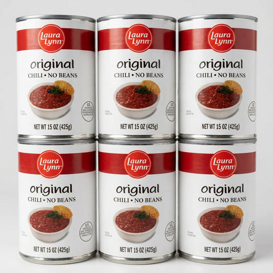 6 Cans of Laura Lynn Chili No Beans, 15 oz