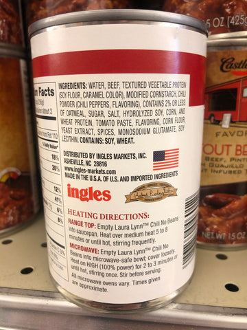 6 Cans of Laura Lynn Chili No Beans, 15 oz
