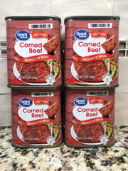 4 CANS Great Value Corned Beef 12oz Can Sandwich Meat Spread with Key