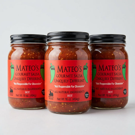 3 Jars of Mateo's Gourmet Salsa Hot, 16 oz