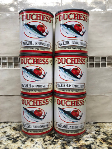 6 CANS Duchess Mackerel in Tomato Sauce 7 oz Can Fish Herring Salmon Fillets