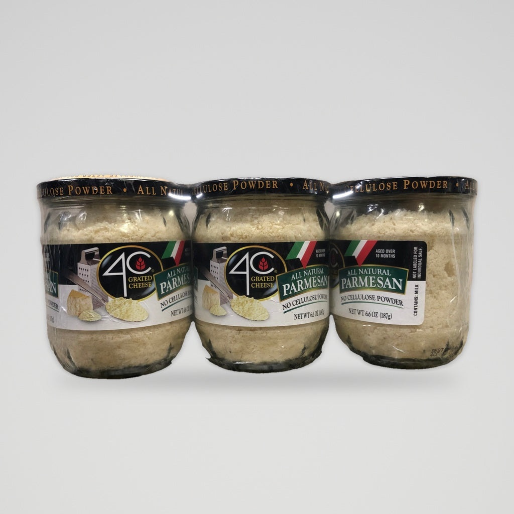3 Jars 4C All Natural Parmesan Grated Cheese 6.6 oz Jar