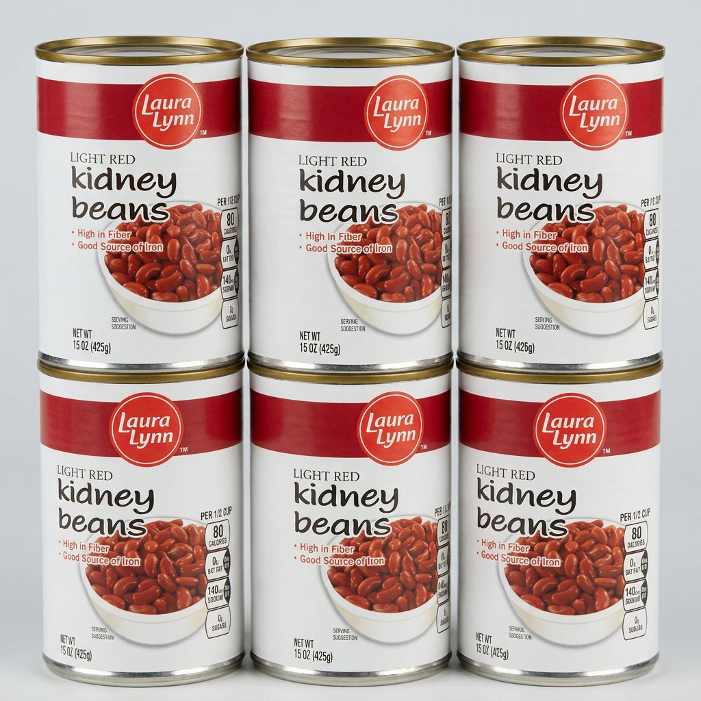6 Cans of Laura Lynn Light Red Kidney Beans, 15 oz