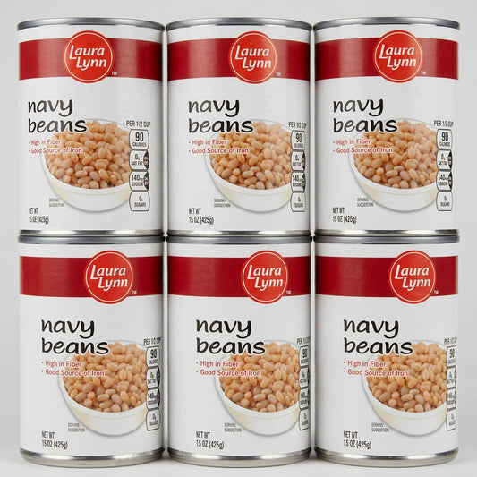 6 Cans of Laura Lynn Navy Beans, 15.5 oz