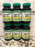 6 Bottles Nature's Measure Calcium Vitamin D-3 Dietary Supplement Tablets 600+d3