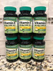 6 Bottles Nature's Measure Vitamin E 45 Mg 100 IU Softgels Tablets Vitamins