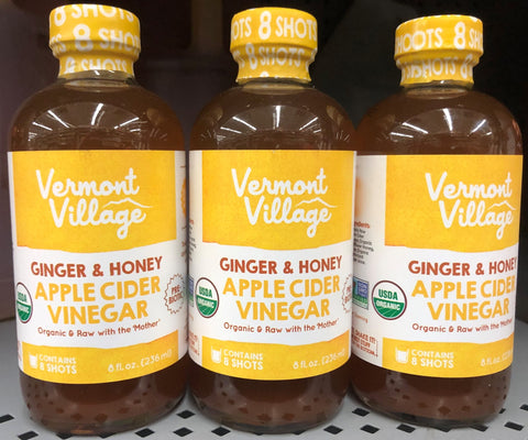 3 BOTTLES Vermont Village Ginger & Honey Apple Cider Sipping Vinegar 8 Oz