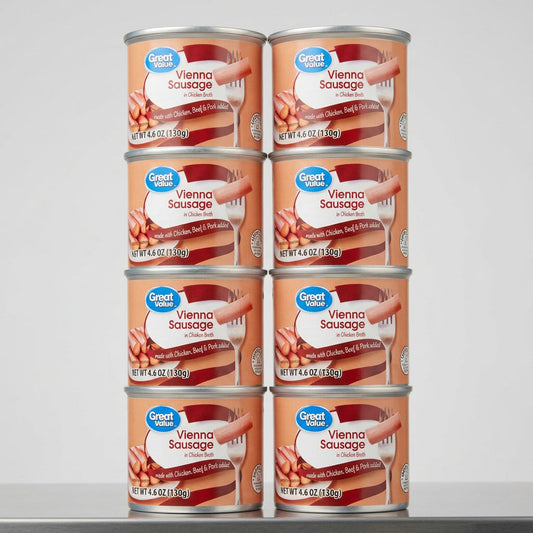 8 Cans of Great Value Vienna Sausage In Chicken Broth Meat, 4.6 oz
