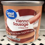 8 Cans Great Value Vienna Sausage In Chicken Broth Meat 4.6 oz Can Wiener