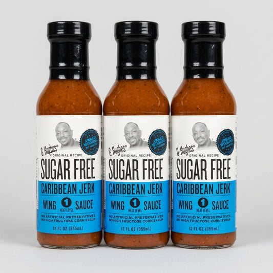 3 Bottles of G Hughes Sugar Free Caribbean Jerk Wing Sauce, 12 oz