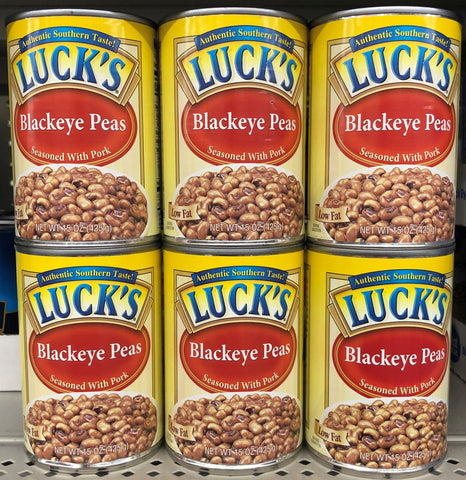 6 CANS Luck's Blackeyed Peas Seasoned With Pork 15 oz Can Vegetable Bean