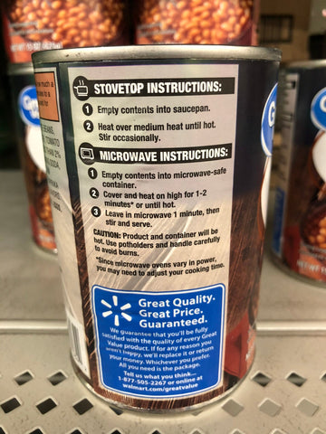 6 Cans of Great Value Pork & Beans in Tomato Sauce, 15 oz
