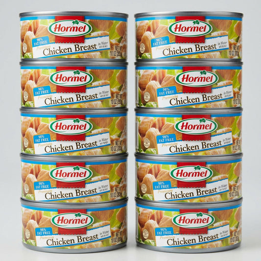 10 Cans of Hormel Premium Canned Chunk Chicken Breast in Water, 10 oz