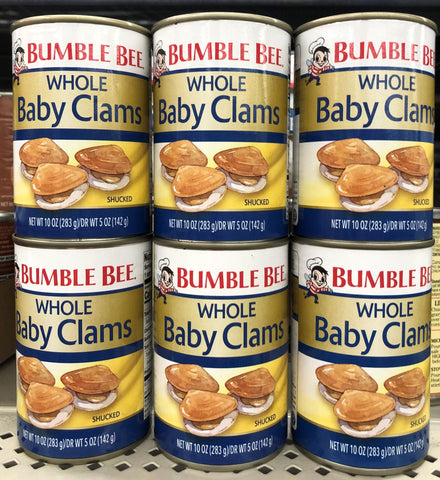 6 CANS Bumble Bee Whole Baby Clams 10 oz Stew Chowder Linguini