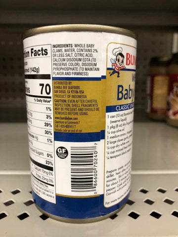 6 Cans of Bumble Bee Whole Baby Clams, 10 oz