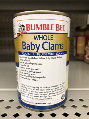 6 Cans of Bumble Bee Whole Baby Clams, 10 oz