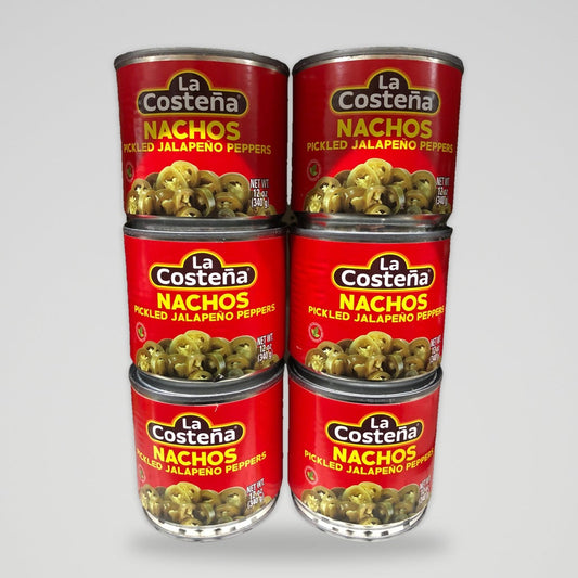 6 Cans of La Costena Pickled Sliced Green Jalapeno Peppers, 12 oz