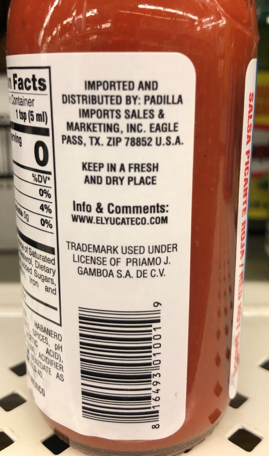 4 Bottles of El Yucateco Salsa Red Chile Habanero Hot Sauce, 4 oz