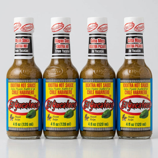 4 Bottles of El Yucateco Salsa Xxxtra Hot Chile Habanero Sauce, 4 oz