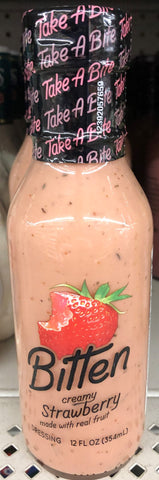 3 Bottles of Bitten Creamy Strawberry Salad Dressing with Real Fruit, 12 oz