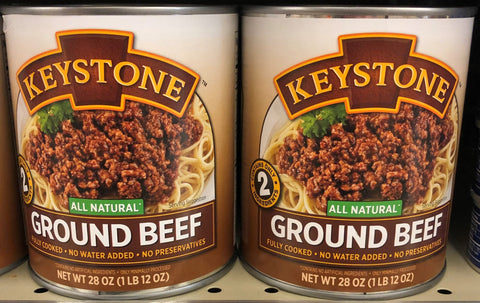 2 CANS Keystone All Natural Ground Beef 28 Oz Hamburger Tacos Spaghetti