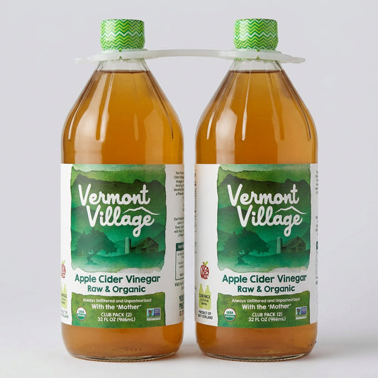 2 Bottles Vermont Village Raw Organic Apple Cider Vinegar 2 pk./32 oz.