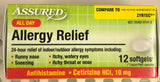 6 Bottles Assured All Day Allergy Relief 12 ct softgels like Zyrtec