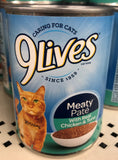 6 CANS 9Lives Meaty Paté With Real Chicken & Tuna Wet Cat Food 13 oz Can