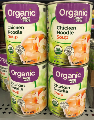 4 CANS Great Value Organic Chicken Noodle Soup 18.6 oz Can Chunky