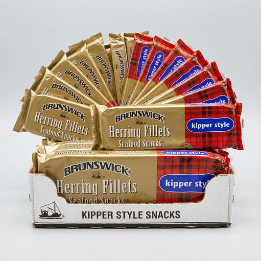 12 Cans Brunswick Kippered Herring Fillet Seafood Snacks Tin Sardines Fish
