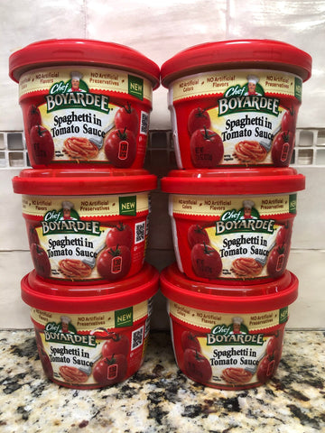 6 BOWLS Chef Boyardee Microwavable Spaghetti In Tomato Sauce 7.5 Oz