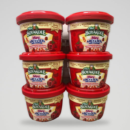 6 Bowls Chef Boyardee Mini-Bites ABC's & 123's Pasta w/ Meatballs Pasta, 7.5 oz