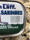 18 CANS Beach Cliff Sardines in Soybean Oil Hot Green Chilies Herring Fresh