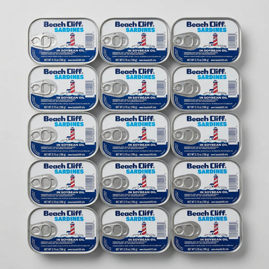 Beach Cliff Sardines in Soybean Oil Herring Fish Can Snack Kipper Fresh
